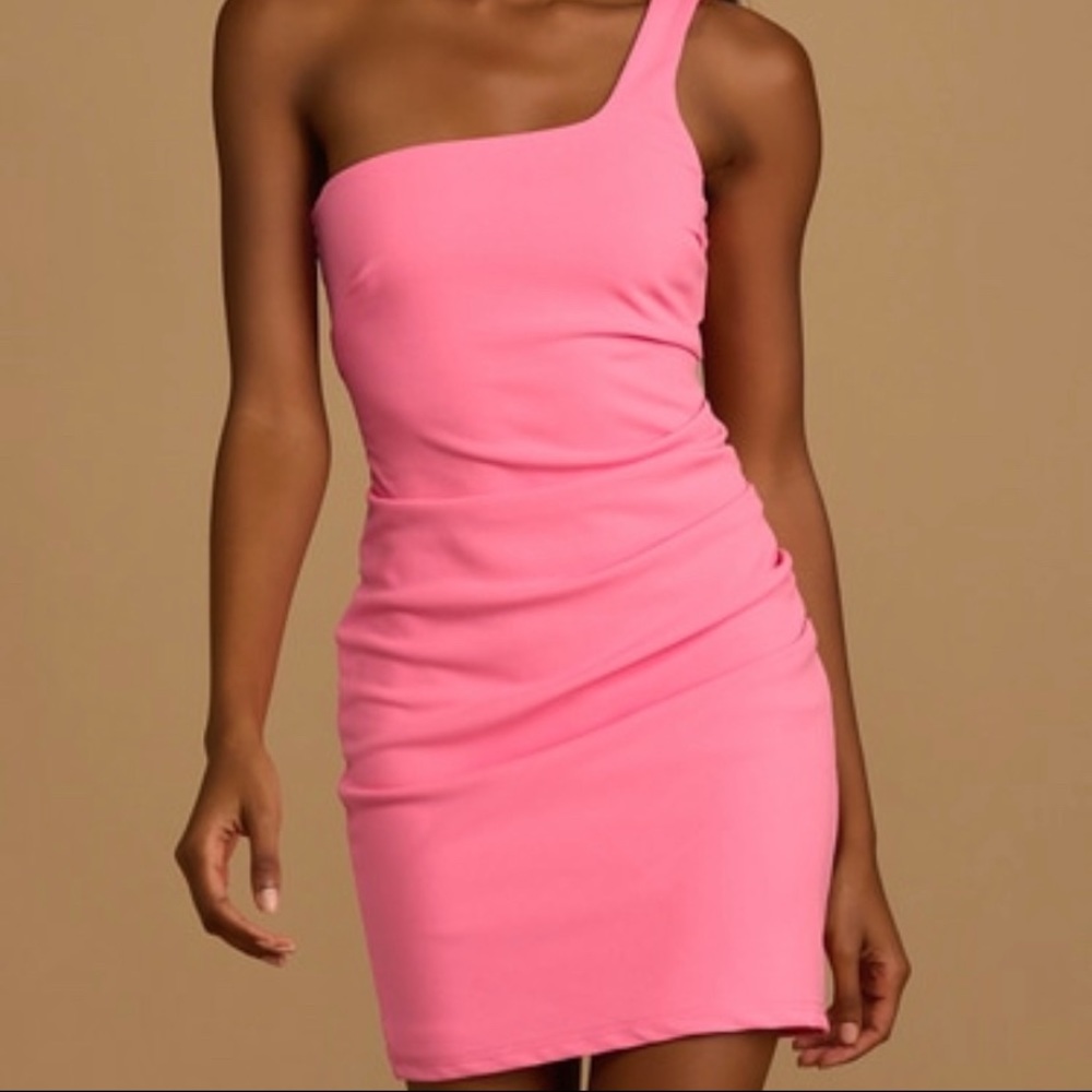 LuLus one shoulder pink  dress- super pretty